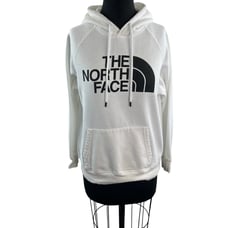 The North Face Half Dome White Hoodie Fleece Raglan Sleeve Pullover M Medium