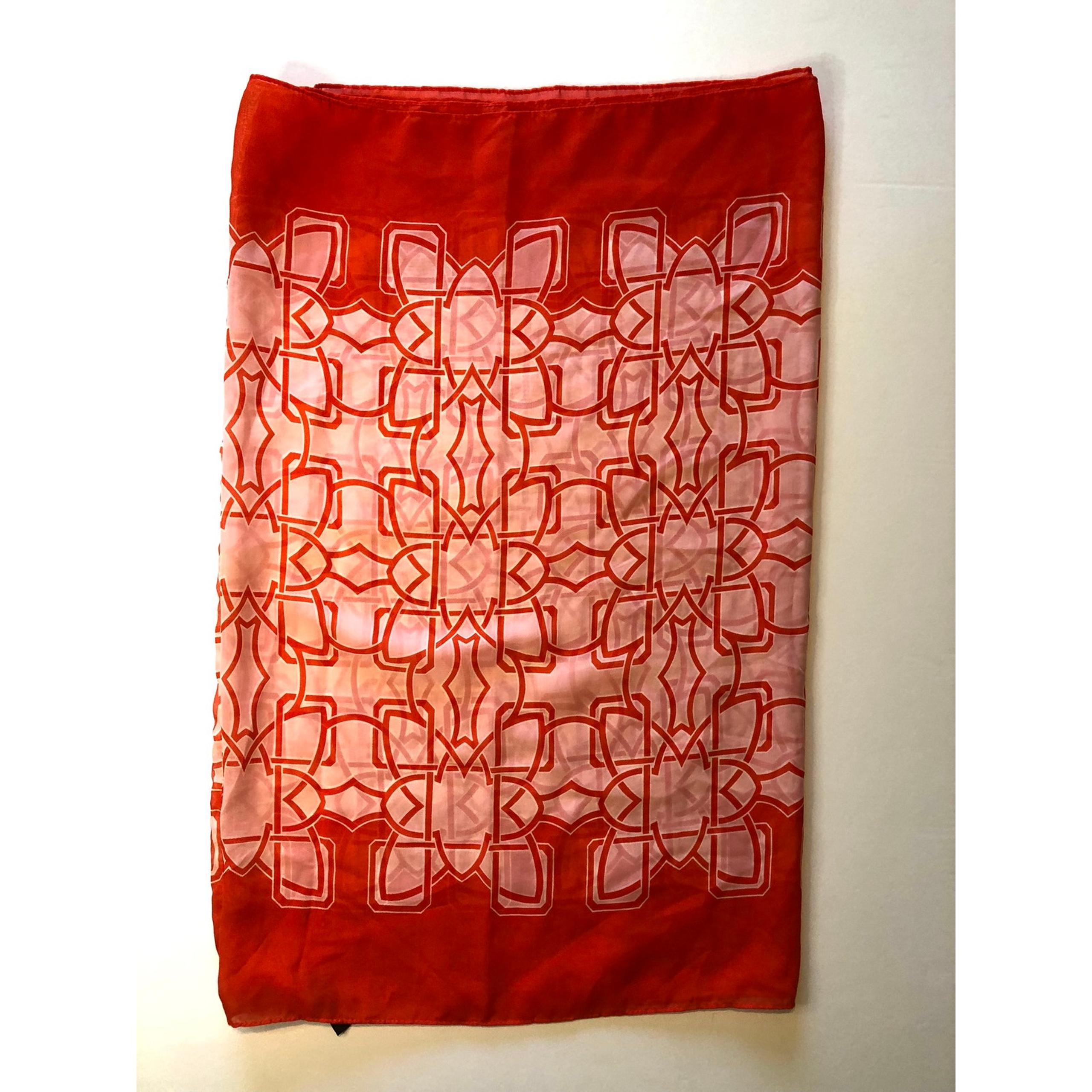 The Limited Orangey Red & White Infinity Scarf Interlocking Pattern - One Size