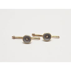 Vintage Bodkin 14K Karat Solid Yellow Gold Designer Mother of Pearl Cufflinks