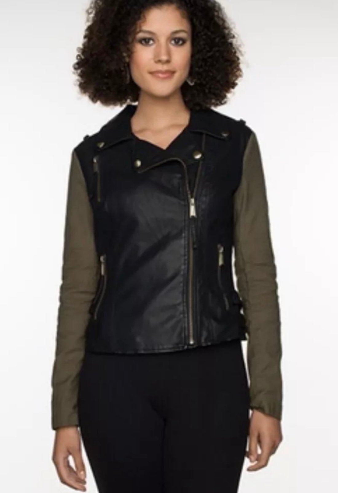 BCBGeneration Women's Moto Jacket, Black/Olive, Size S