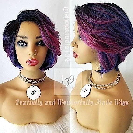 custom colored short and sassy bob wig
