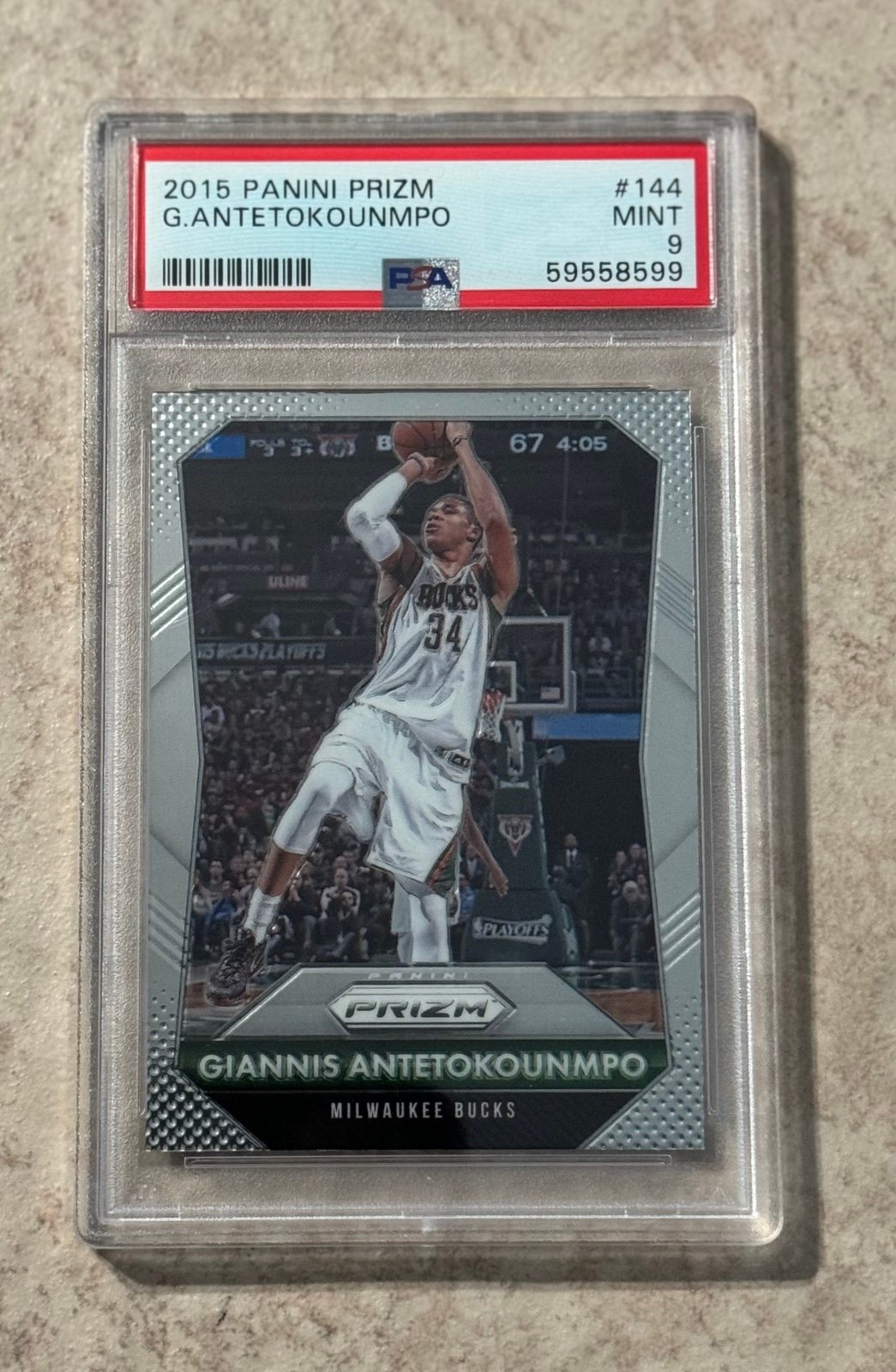 2015-16 Panini Prizm #144 Giannis Antetokounmpo Milwaukee Bucks PSA 9 MINT