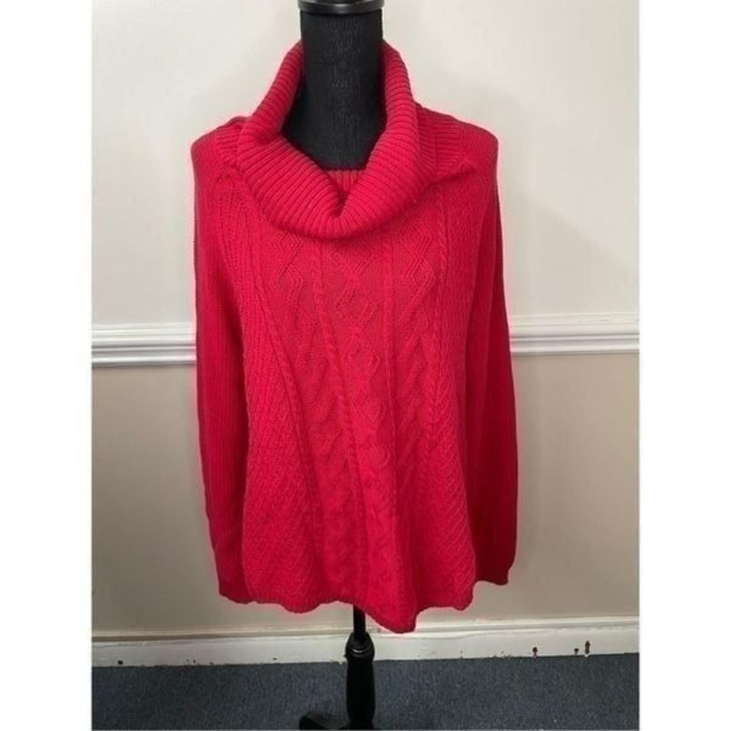 Kim Rogers Cowl Neck Red Sweater Size Large
