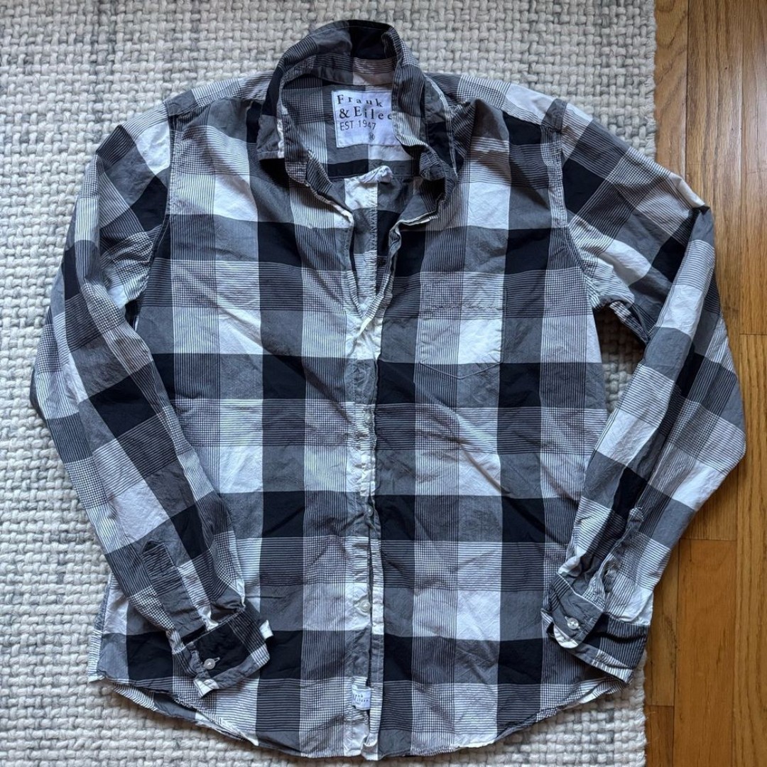 Frank & Eileen Black Grey White Plaid Barry Button Down Shirt Medium