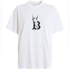 NWT Women’s Size Large Burberry Cherub Print T-shirt 100% Cotton In White/Black