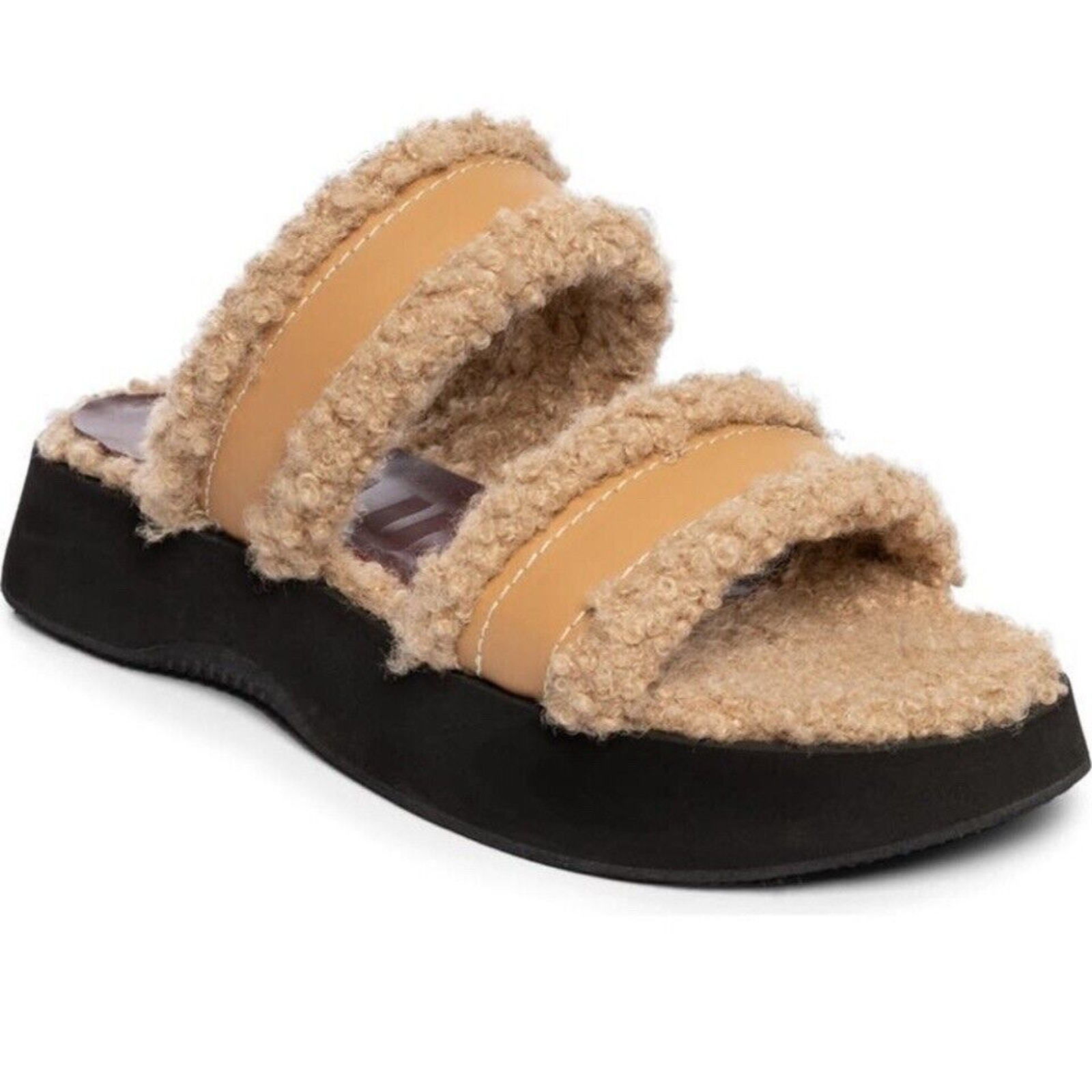 STAUD SIESTA SANDAL COLOR DOE SHERPA TRIM/FOOTBED WOMENS SHOES EU 40