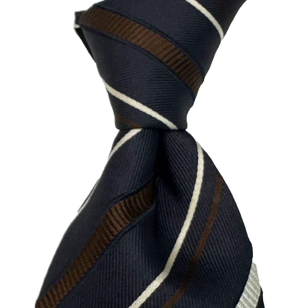 Canali Mens 100% Silk Repp Striped Tie Navy Blue Multicolor Stripe NeckTie Italy