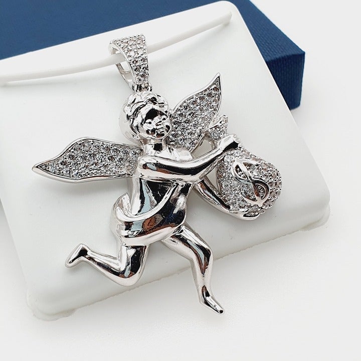 925 Sterling Silver Plated CZ Pendant, INUS1BR295