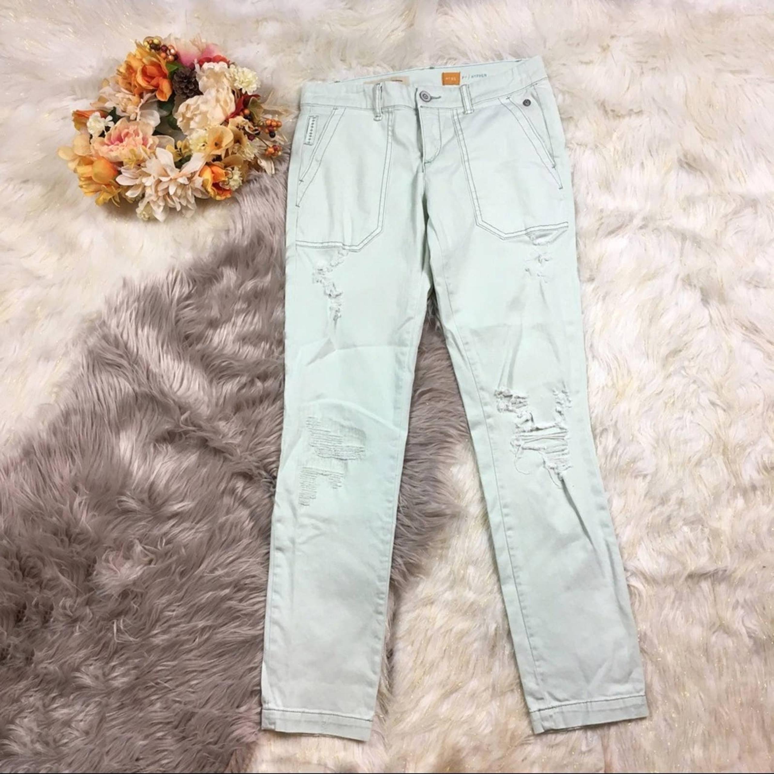 Anthro Pastel Blue Pilcro & The Letterpress Hyphen Fit Distressed Chino-25