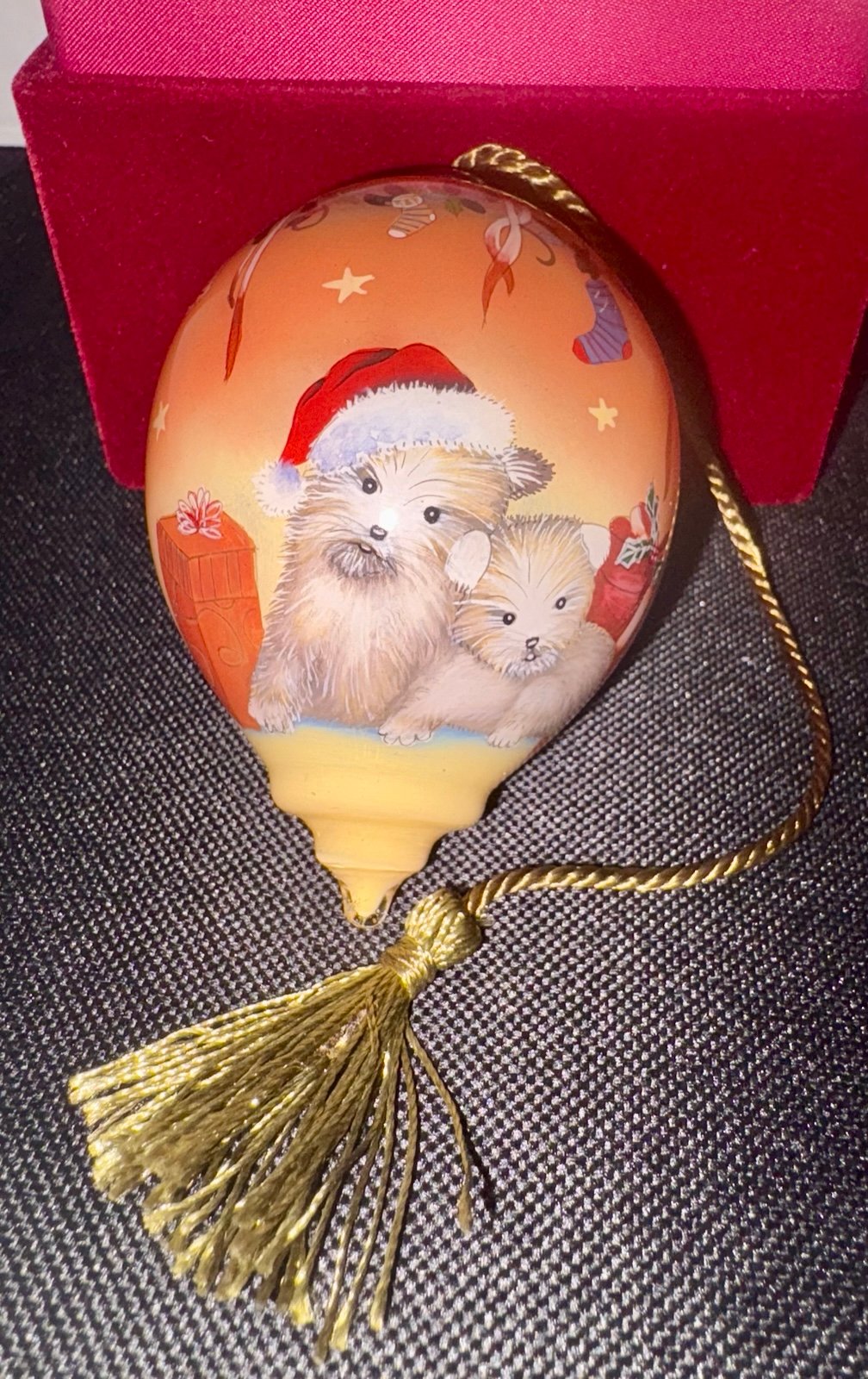 Rare 2014 Ne'Qwa Puppies Waiting For Santa Christmas Ornament 7151118 In Box