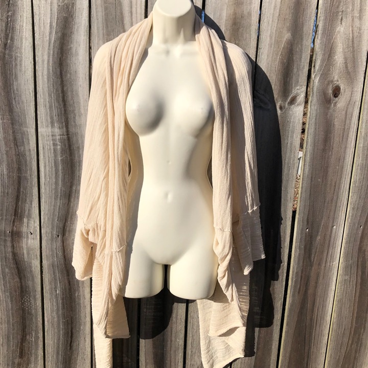 White + Warren NWT M/L Way Cardigan Sweater Open Tan Knit Drape Top NEW Cream