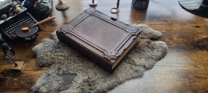 Leather diary, magic book, diary.
