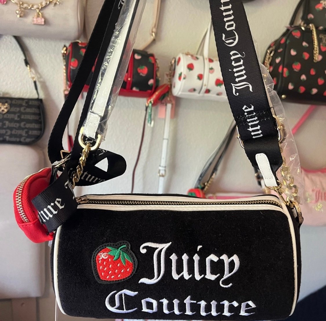 NEW Juicy Couture Black Strawberry Shoulder Bag