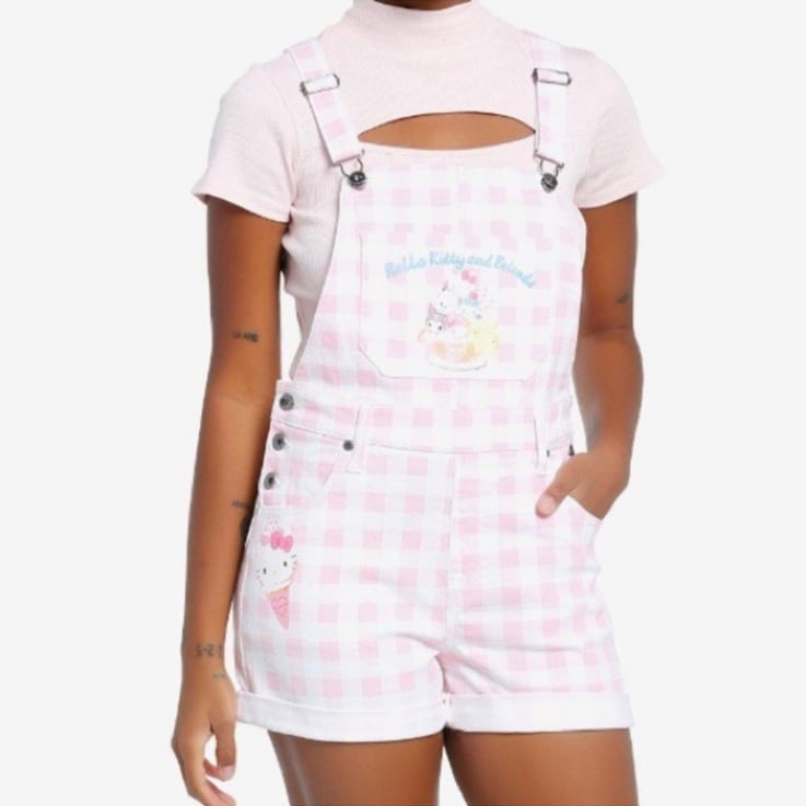 Hello Kitty & Friends Ice Cream Gingham Shortalls Hot Topic Sanrio My Melody