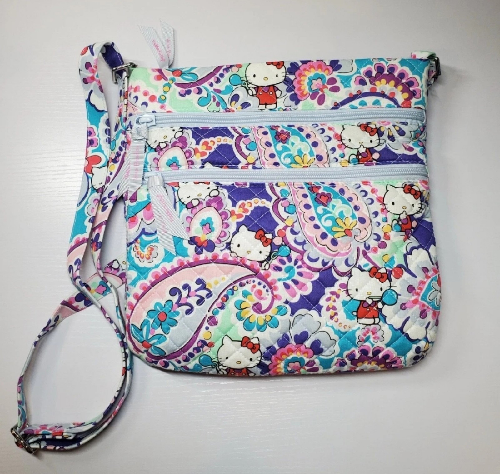 Vera Bradley Hello Kitty Paisley Triple Zip Hipster Crossbody Bag Purse