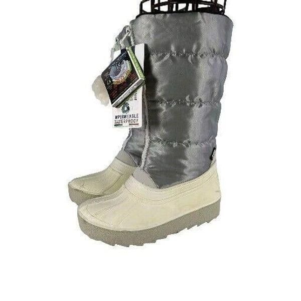 Pajar Women'S Fay II Waterproof Boot US 7 L White Gray Pom Puffer Snow Boots