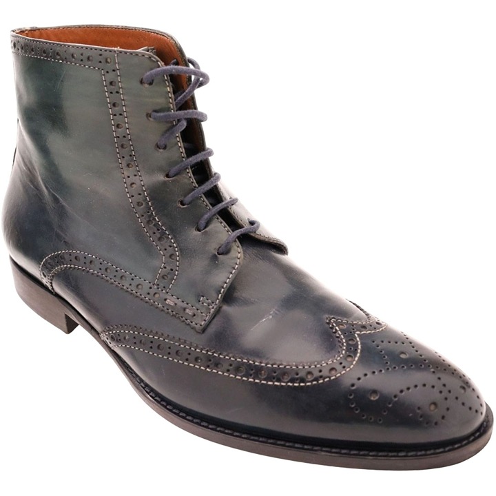 Navyboot Italy Navy Blue Leather Wingtip Chukka Boots Men 7 Dress Shoes Ankle 40