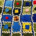 Flower Granny Square Crochet Afghan Blanket Appr 53” x 56”