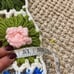 Flower Granny Square Crochet Afghan Blanket Appr 53” x 56”