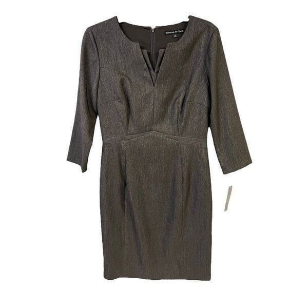 Preston & York Womens Sheath Dress Brown Pleated Long Sleeve Classic 6 New
