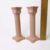 Vintage Romance Terracotta Column Pink Candle Holders 2 PCS Pillars White Glaze