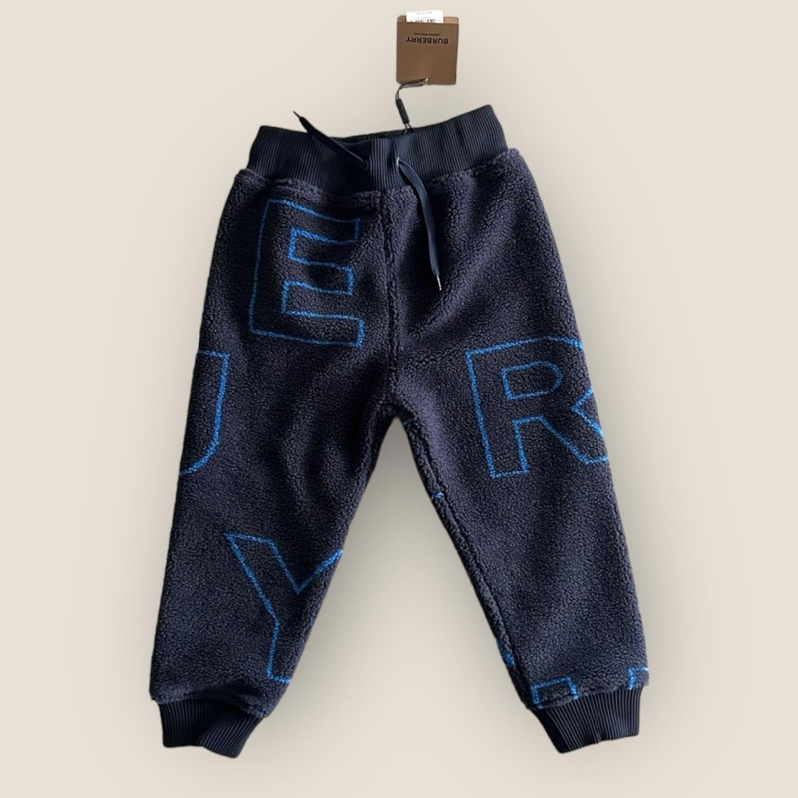 Burberry Edgar Scattered Logo-Print Joggers, Navy Black, Boy's Size 6Y New w/Tag