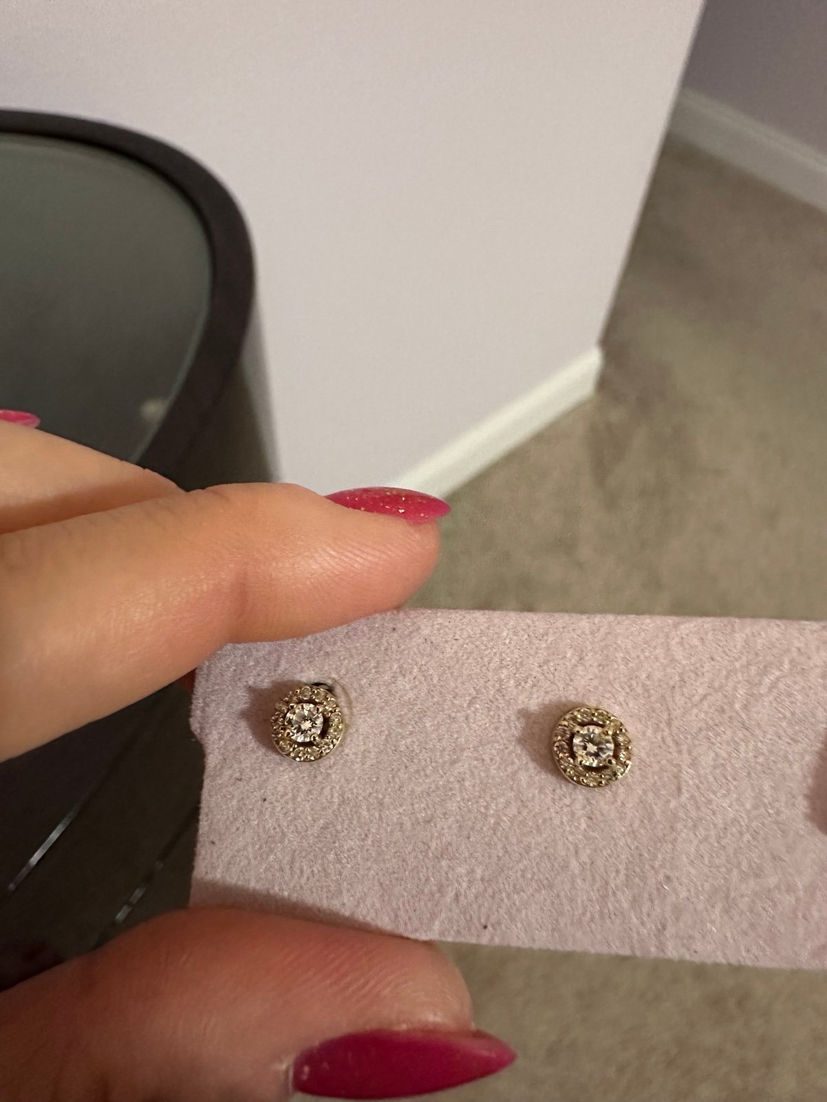 14 kt Yellow Gold Mined Ideal Cut Halo Studs