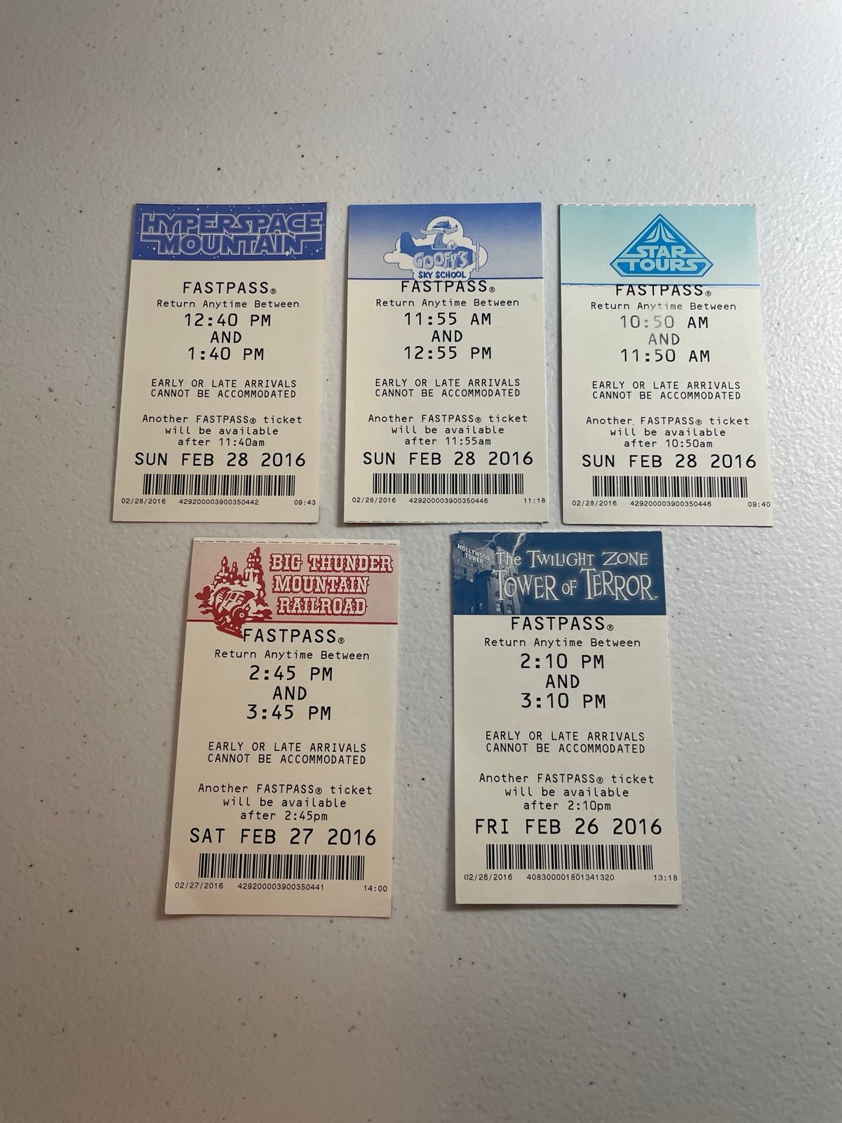 Disneyland & Disney’s California Adventure FastPass Lot of 5.