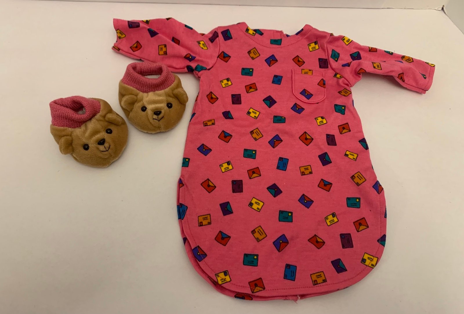 AUTHENTIC AMERICAN GIRL OF TODAY PC 1998 SNOOZE SHIRT & AG BEAR SLIPPERS