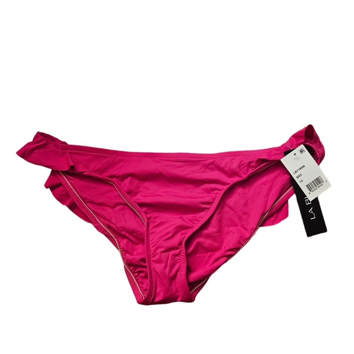 La Blanca Women's Swimwear Flirtatious Side Ruffle Hipster in Berry Size 14