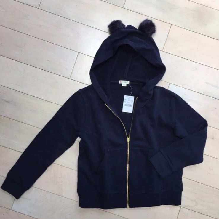 Crewcuts girls navy soft cotton terry girls Hoodie jacket