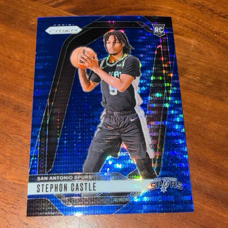 Stephon Castle 2024 Prizm Blue Pulsar #’d /99 Rookie Spurs!