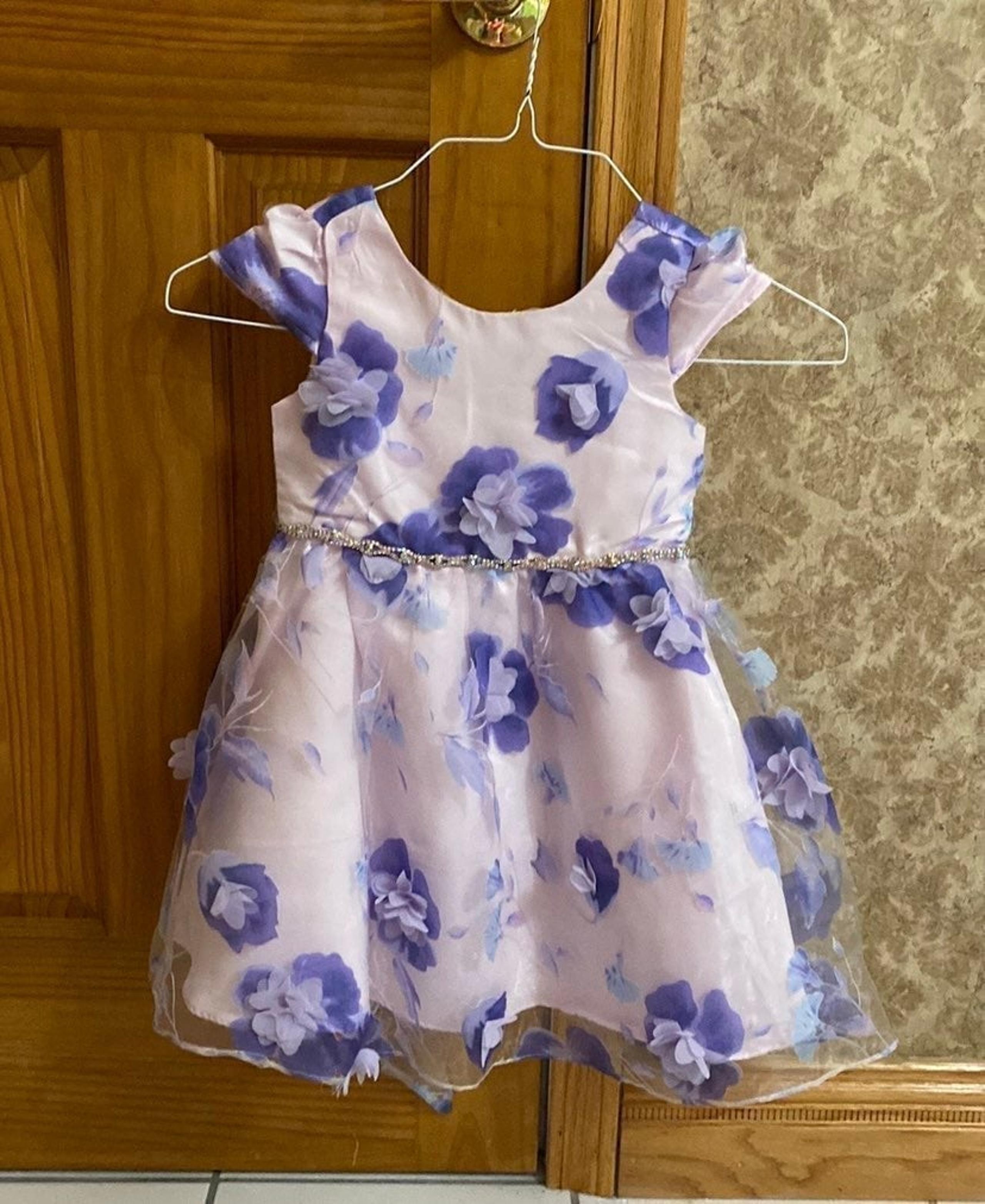 Rare Editions Girls Organza Purple Flower Dress- Size 5