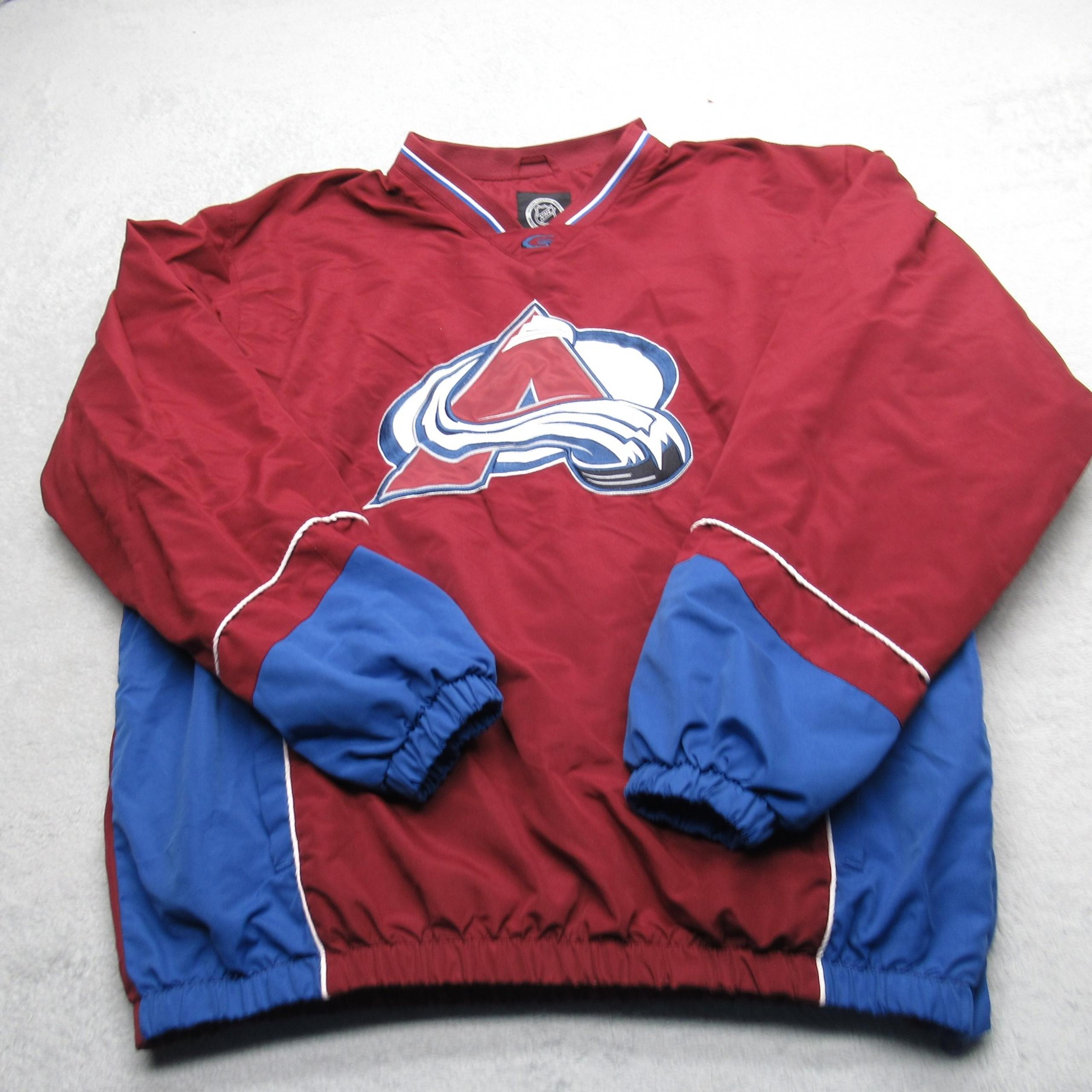 Colorado Avalanche Jacket Mens Large NHL Burgundy Lined Windbreaker Pullover VTG