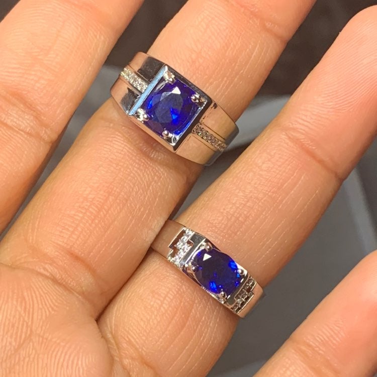 18kgp Blue Sapphire Couple Ring