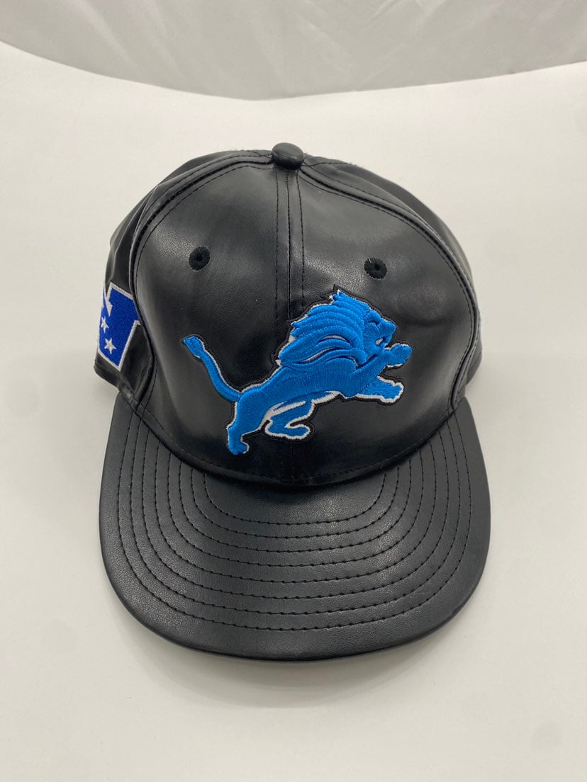 Detroit Lions Faux Leather Rare SnapBack Hat 9Fifty Adjustable NFL Hat New Era