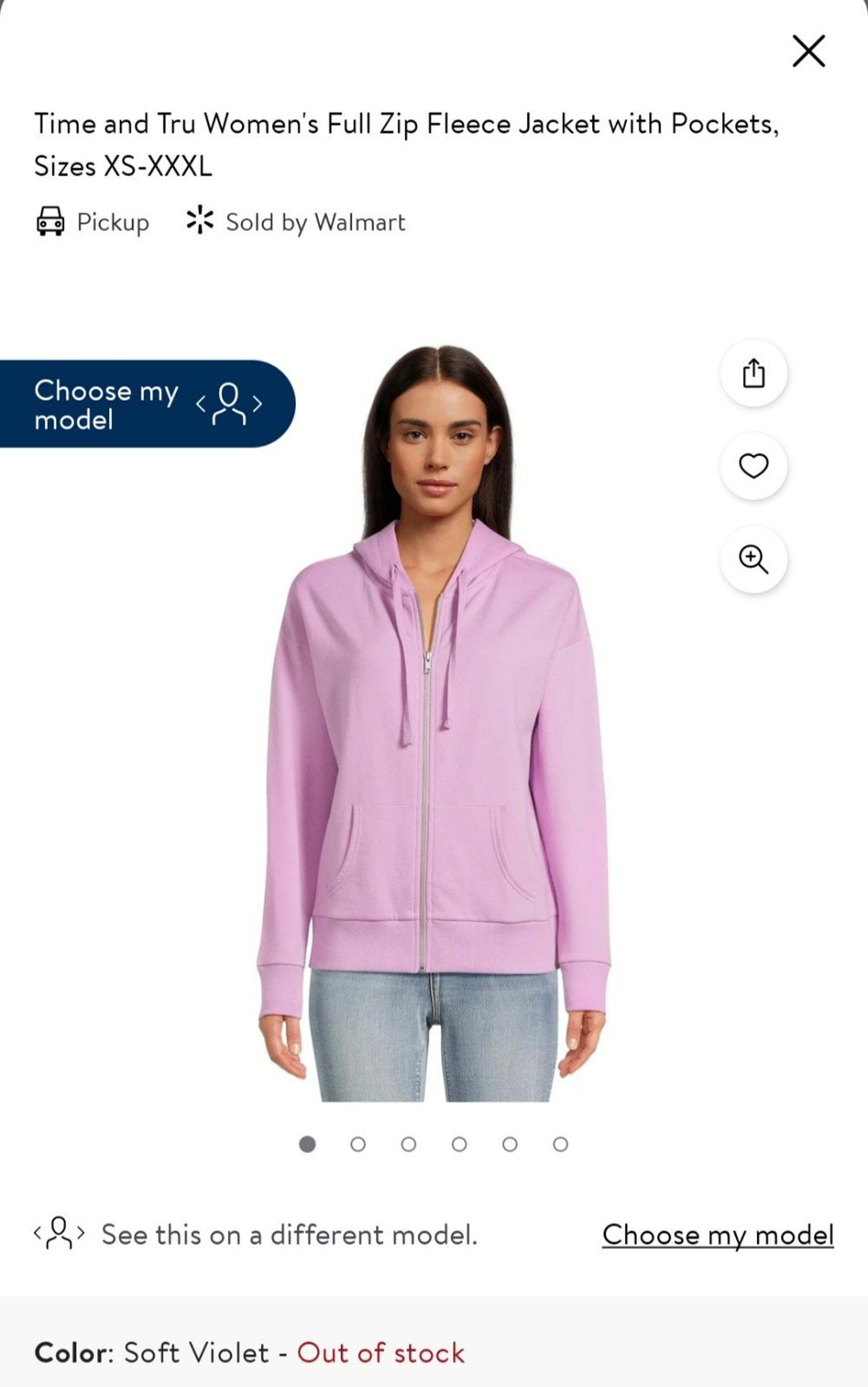 Time and Tru Women's Full Zip Fleece Jacket