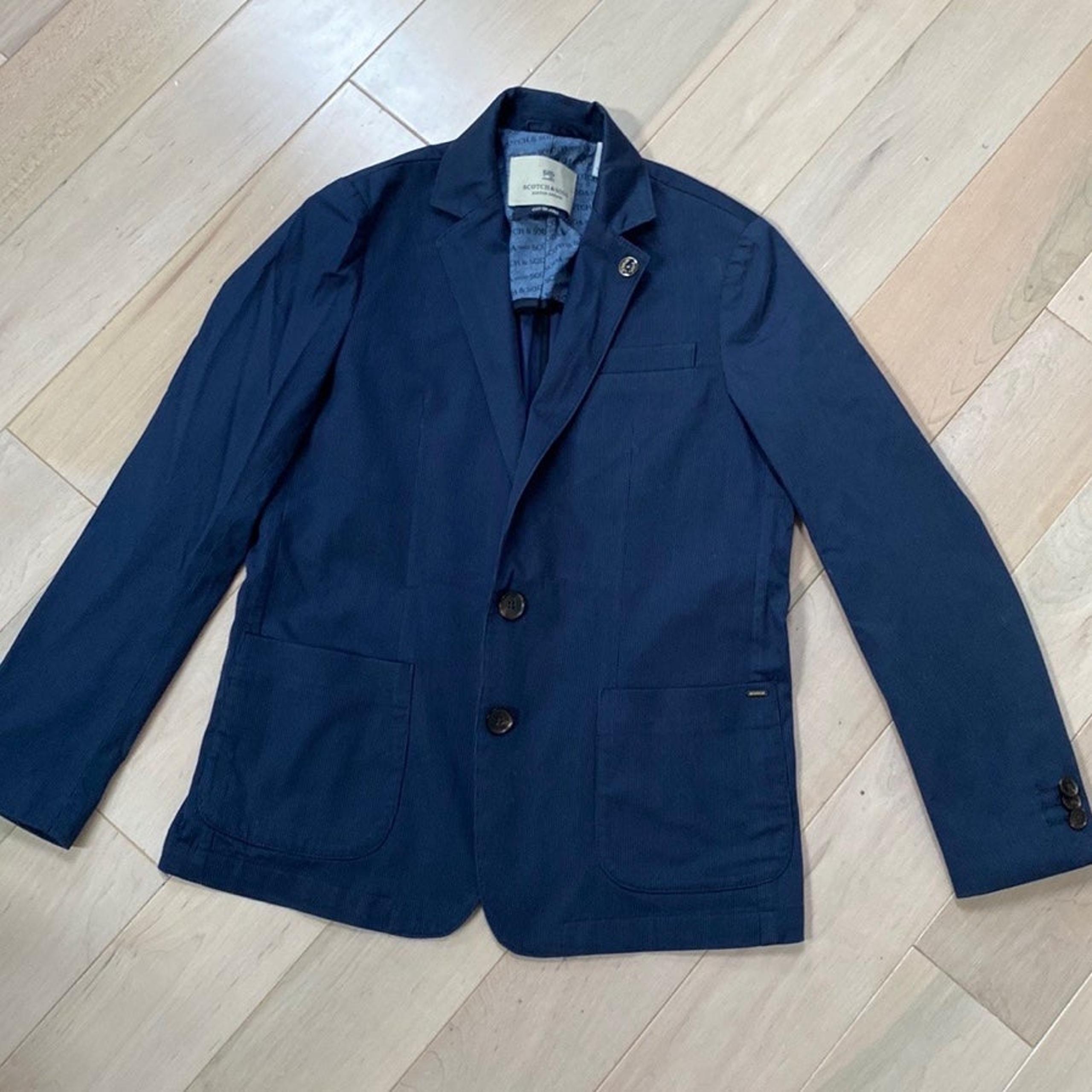 Scotch & Soda Shrunk boys soft navy cotton stretch sports jacket Blazer