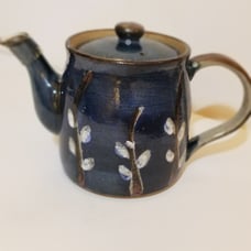 Teapot..Japanese stoneware Vintage Colbalt blue pottery teapot..made to last