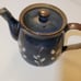 Teapot..Japanese stoneware Vintage Colbalt blue pottery teapot..made to last