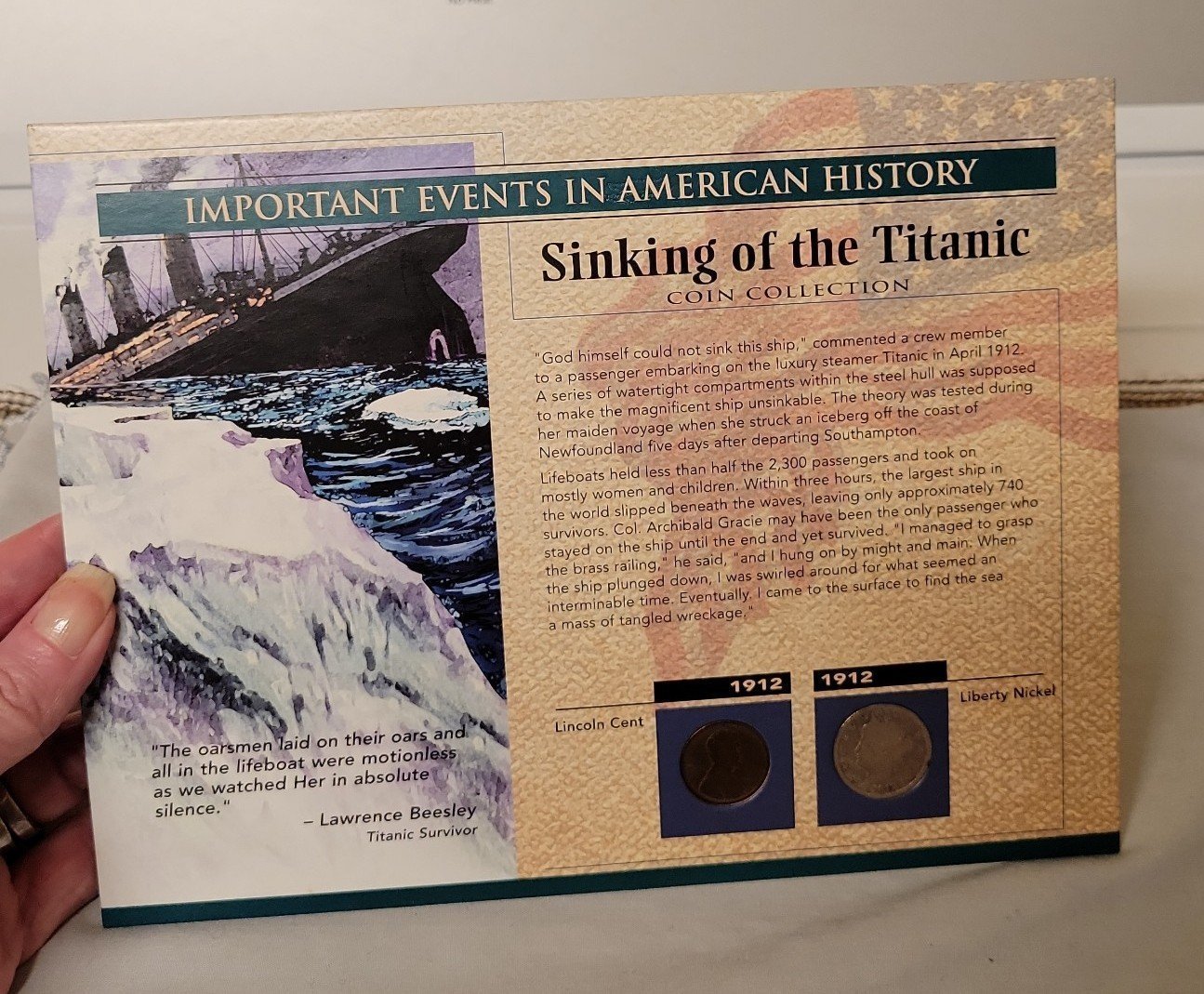 Sinking of the titanic, coin collection.