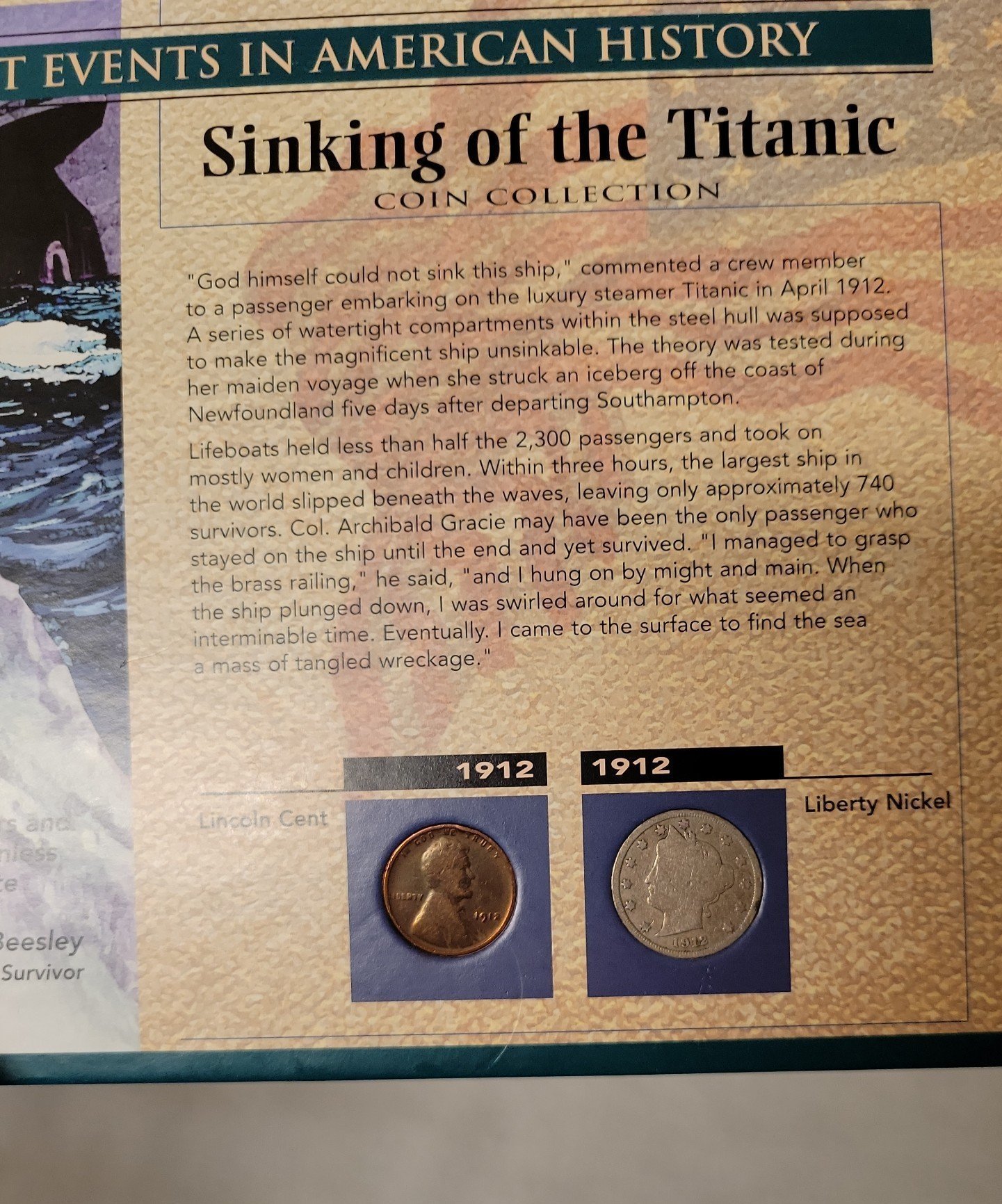 Sinking of the titanic, coin collection. - detail