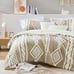 Queen Comforter Set，Jacquard Tufted 3 PCS Bedding Sets(Taupe, 90''x90'')