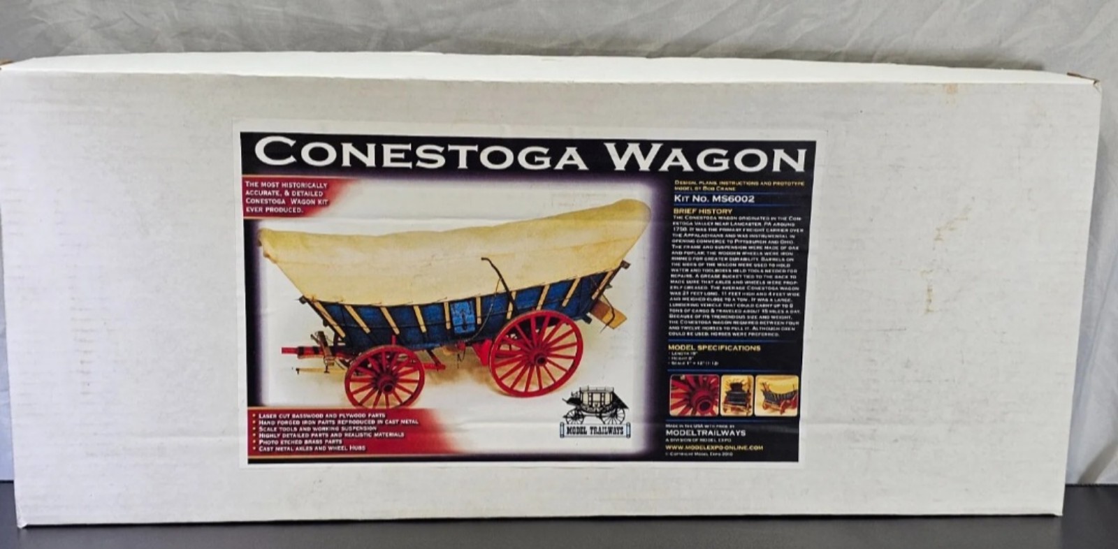 MODEL TRAILWAYS MS6002 CONESTOGA WAGON MODEL KIT-NIB-1:12 SCALE