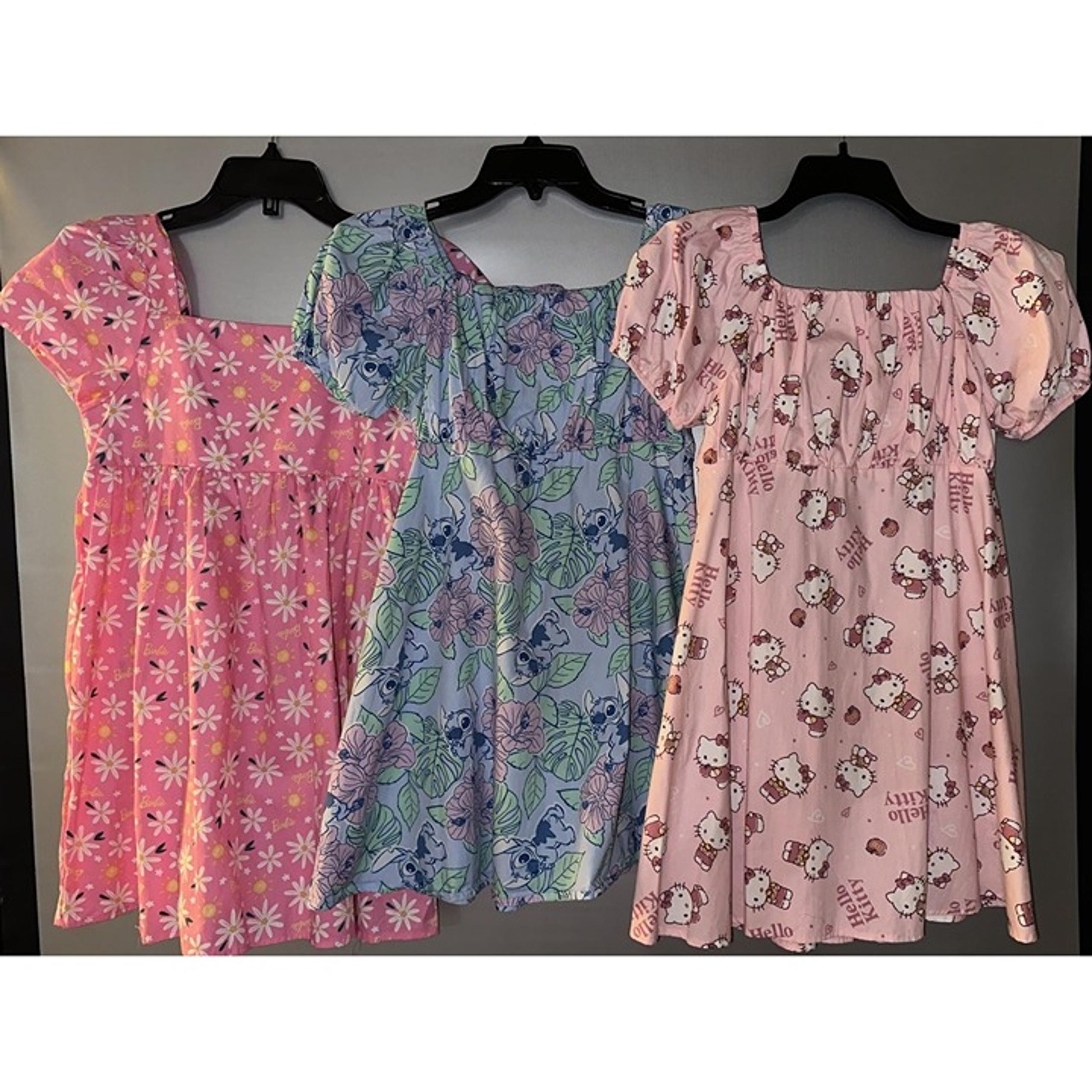 3 Girl's Disney  Summer Dress  Size XL 14/16 Stitch Hello Kitty Barbie