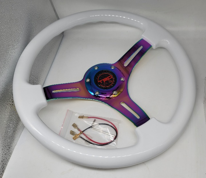 NEW 350mm 14 Universal TRD ABS Racing Steering Wheel White With Neo Spoke