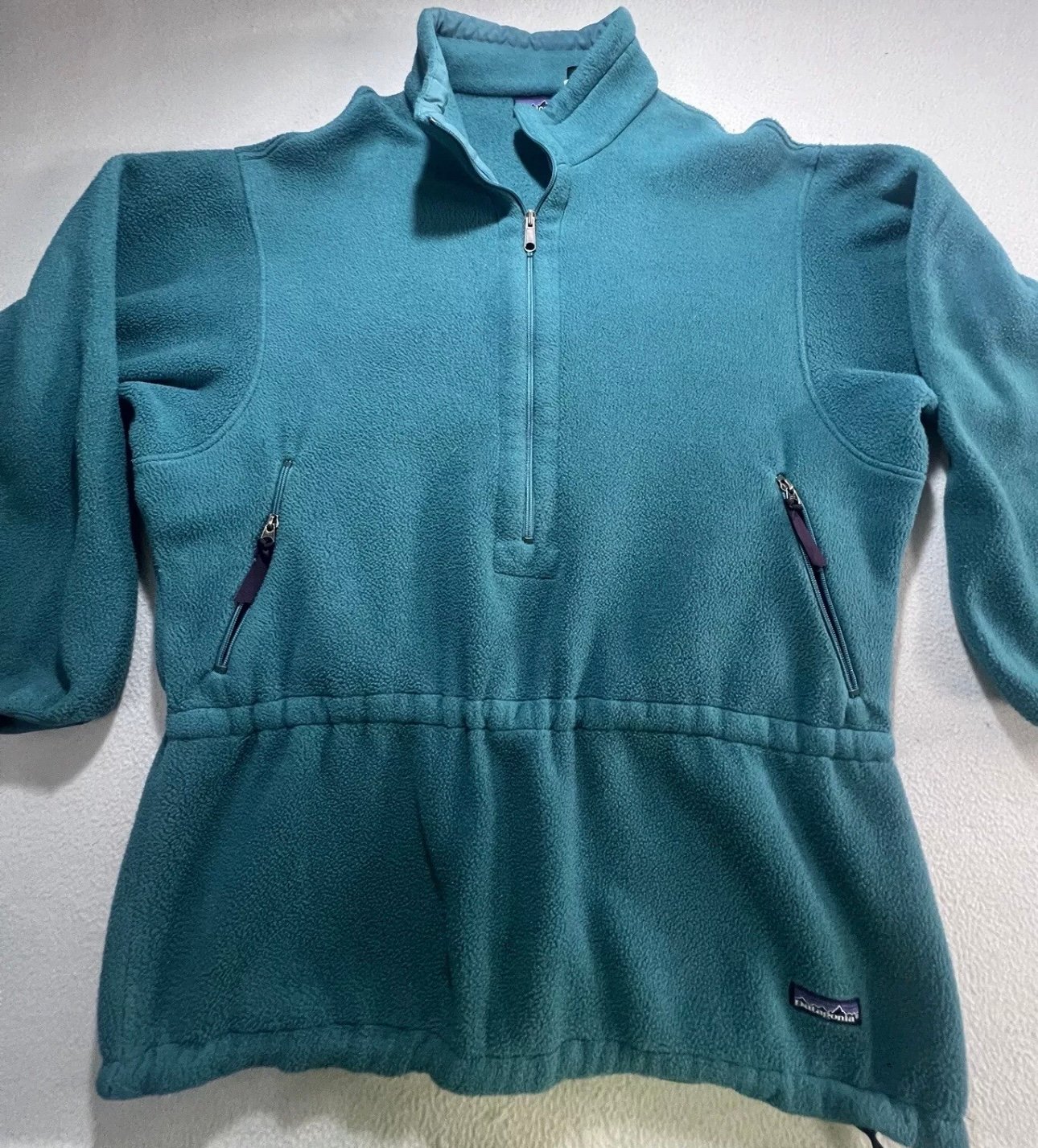Vintage 90s Patagonia Half Zip Fleece Turquoise Jacket Size Large