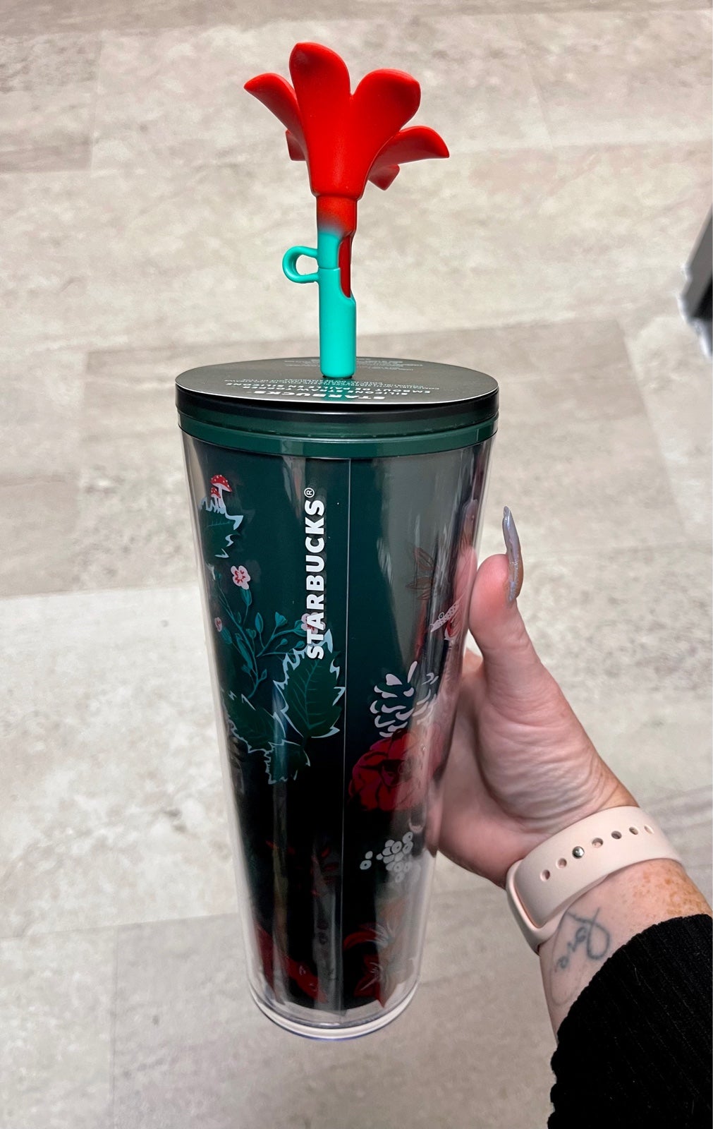 Starbucks Woodland Pointsetta topper Venti Cup!!! NWT!