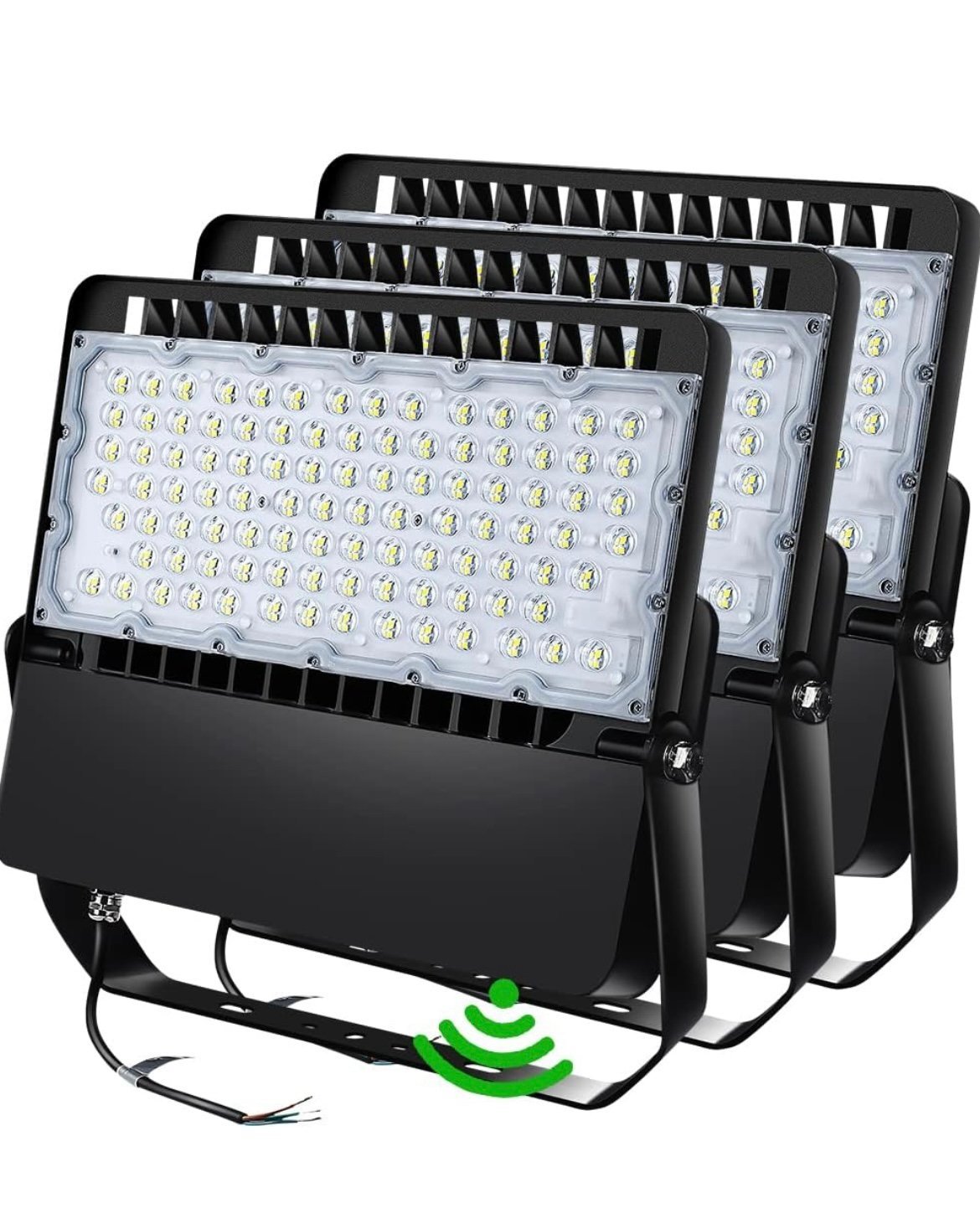 3-LED Flood Lights Outdoor 240 Watt, Floodlights with Dusk to Dawn Photocell