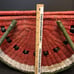 Vtg Watermelon Wicker Picnic Basket Bead Seeds Double Handles Hinged Lid LARGE